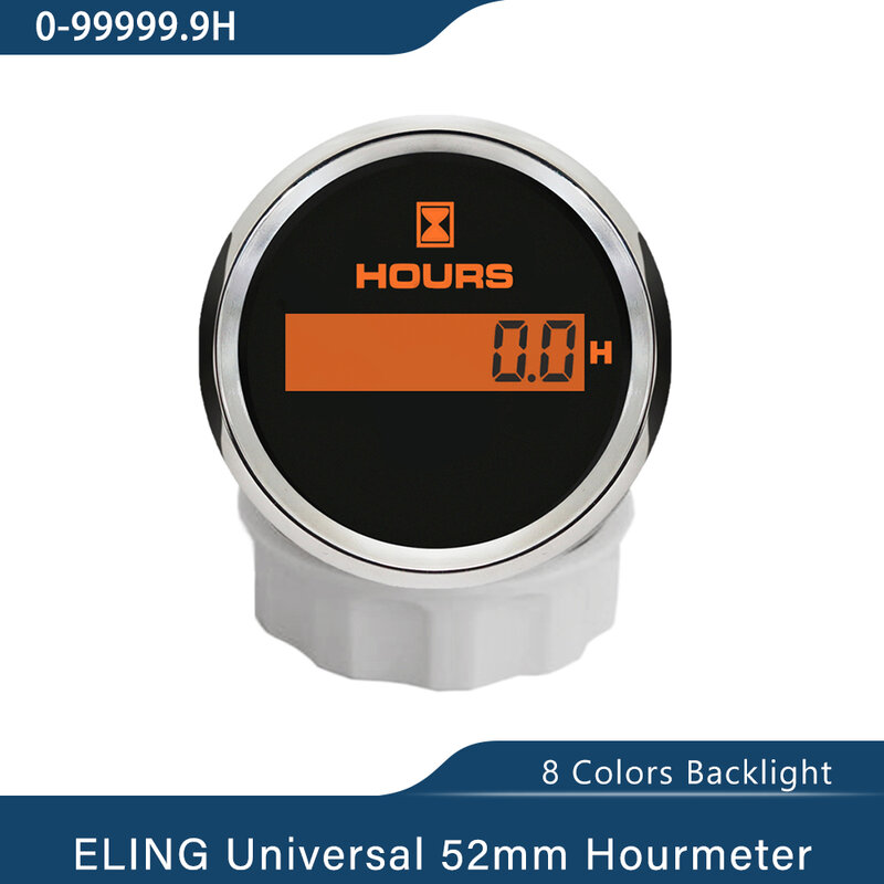 ELING Digital 52mm Hourmeter LCD Engine with 8 Colors Backlight for Car Boat Yacht Vessel Universal 9-32V