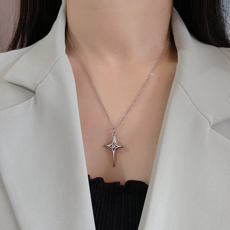 Collar con colgante de estrella de hexagrama de Color plateado, collares minimalistas de acero de titanio para mujeres y hombres, regalos de joyería