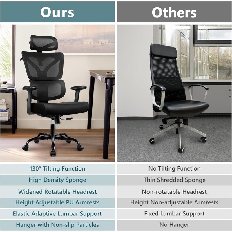 Cadeira ergonômica do escritório apoio lombar, High Back Gaming Chair, Cadeira reclinável grande e alta, Cadeira confortável Home Desk