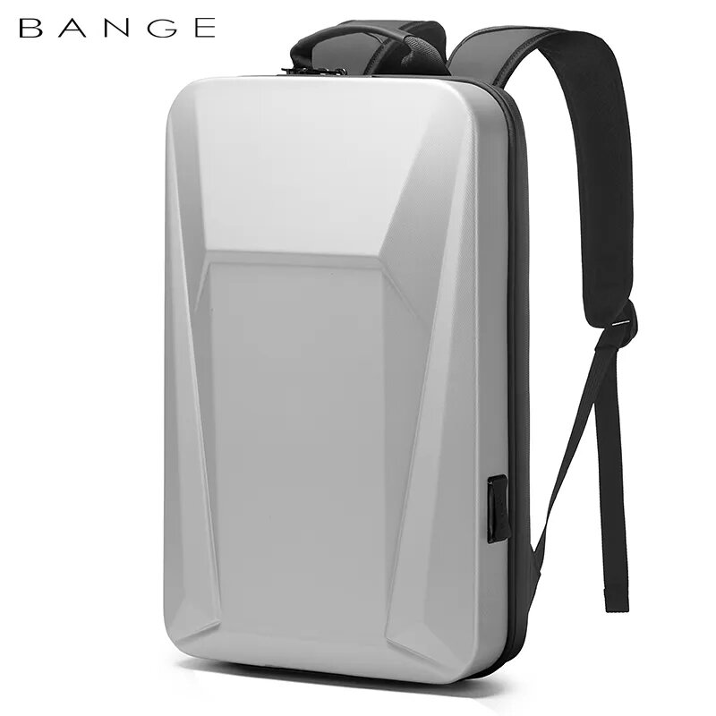 BANGE-Mochila Laptop para Homens e Mulheres, Saco de Tendência Impermeável, Três Cores, PVC, 15.6"
