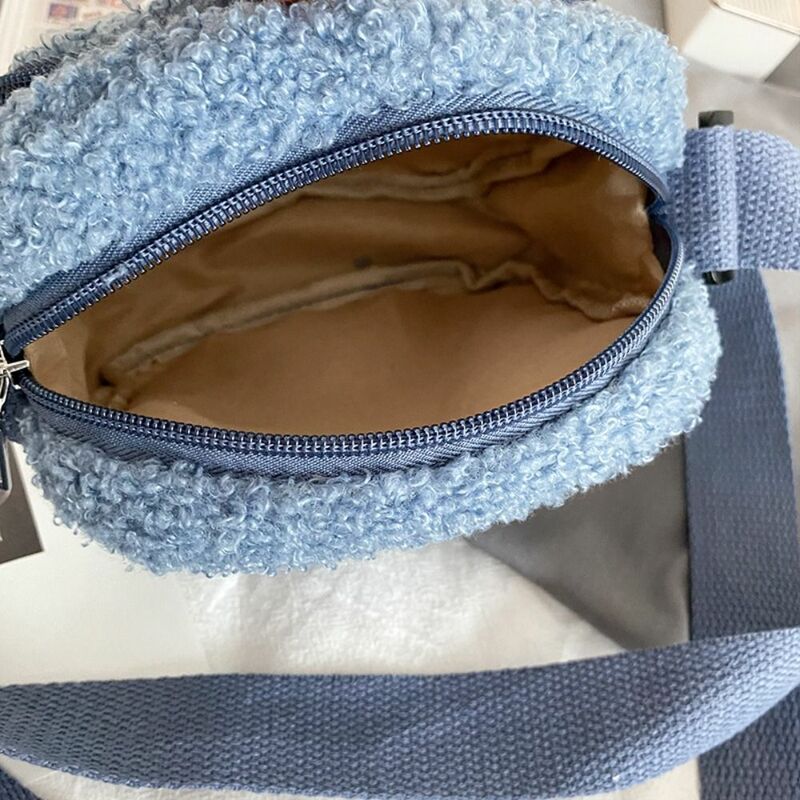 Bolso cruzado de felpa con estampado para mujer, bolsa pequeña de hombro de felpa que combina con todo, estilo coreano