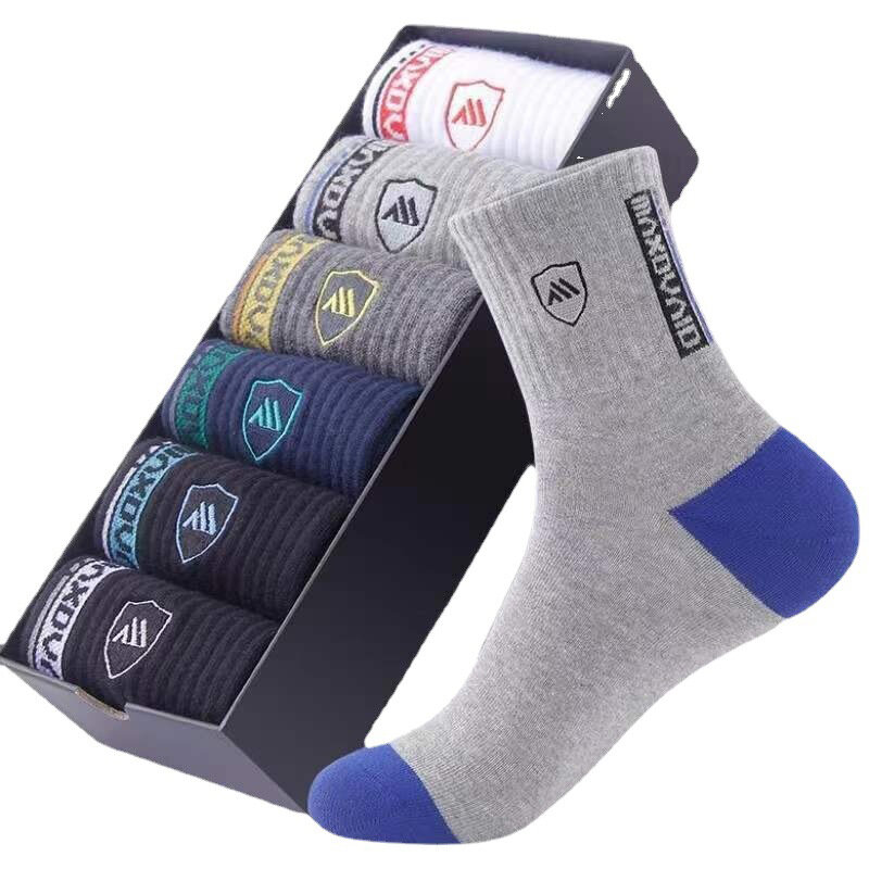New Autumn And Spring Men's Sports Socks Casual Color Matching Thick Warm Breathable High Quality Socks 5 Pairs EU 38-43