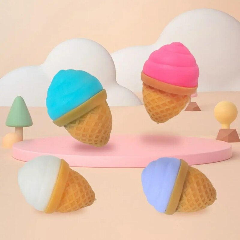 Mainan Remas Hamburger Ice-cream, mainan sensorik TPR simulasi makanan Fidget mainan dekompresi silikon 3D lelucon praktis
