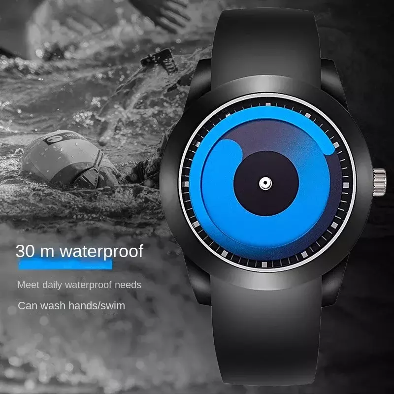 No Pointer Vortex Luminous Watch Large Dial Personality Creative Black Technology Quartz New Concept Watch