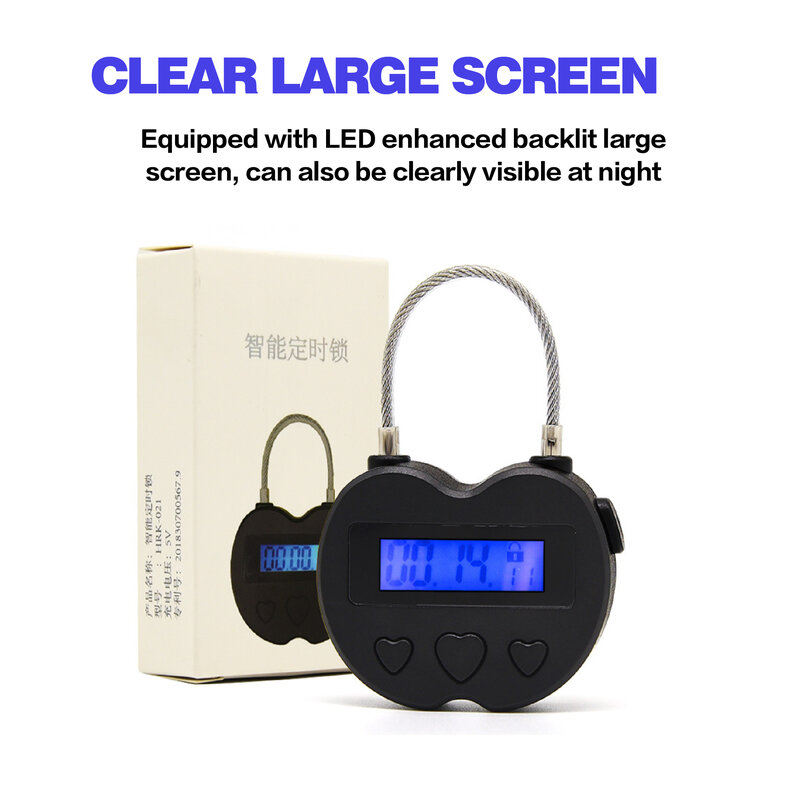 LCDディスプレイ付きスマートタイムロック,多機能トラベル電子タイマー,防水USB充電式南京錠,一時的タイマー