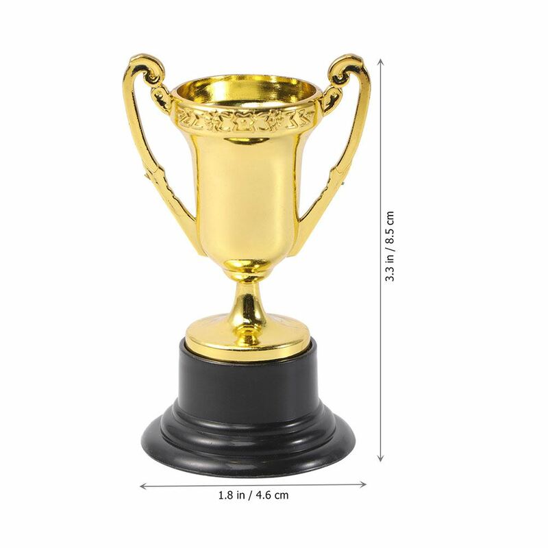 30pcs Mini premio dorato trofeo premi in plastica premio trofeo bambini ricompensa regalo giocattoli Decor trofeo giocattoli piccolo trofeo con Base