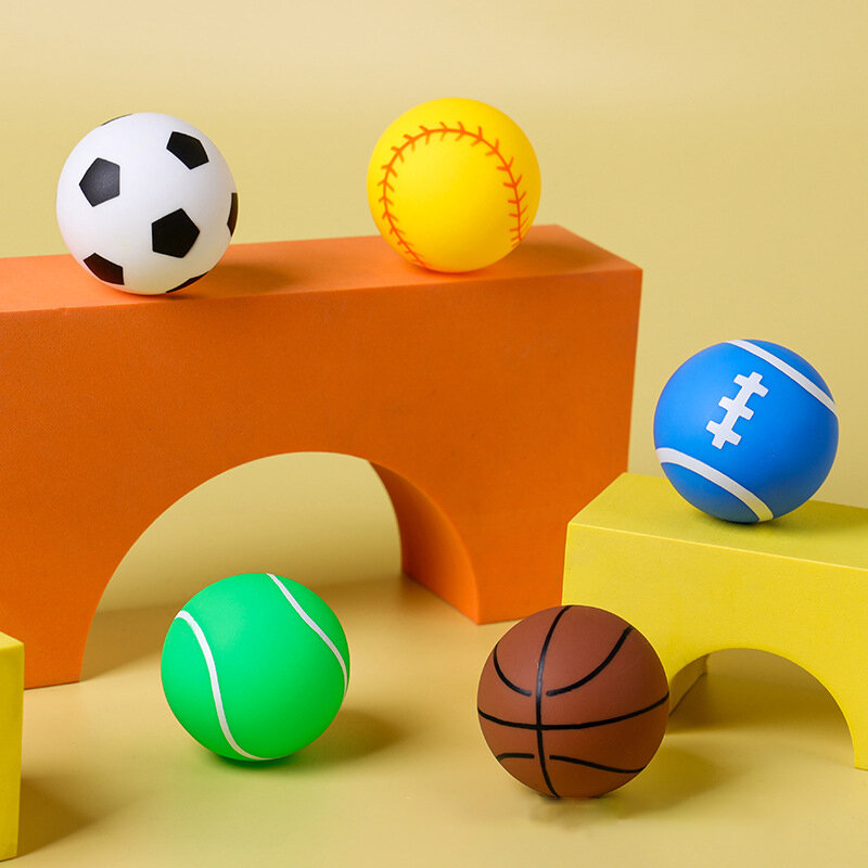 1 Stuks 5.5Cm Kinder Zacht Rubber Geluidsbal Speelgoed Grappig Voetbal Springen Springballen Speelgoed Voor Kinderen Jongens Verjaardagsfeestje Gunsten