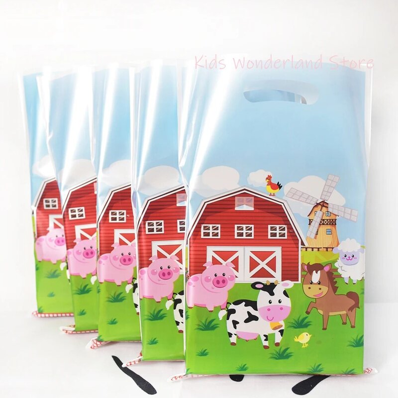 Bolsas de golosinas para fiestas de animales de granja, suministros de decoración para fiestas de cumpleaños