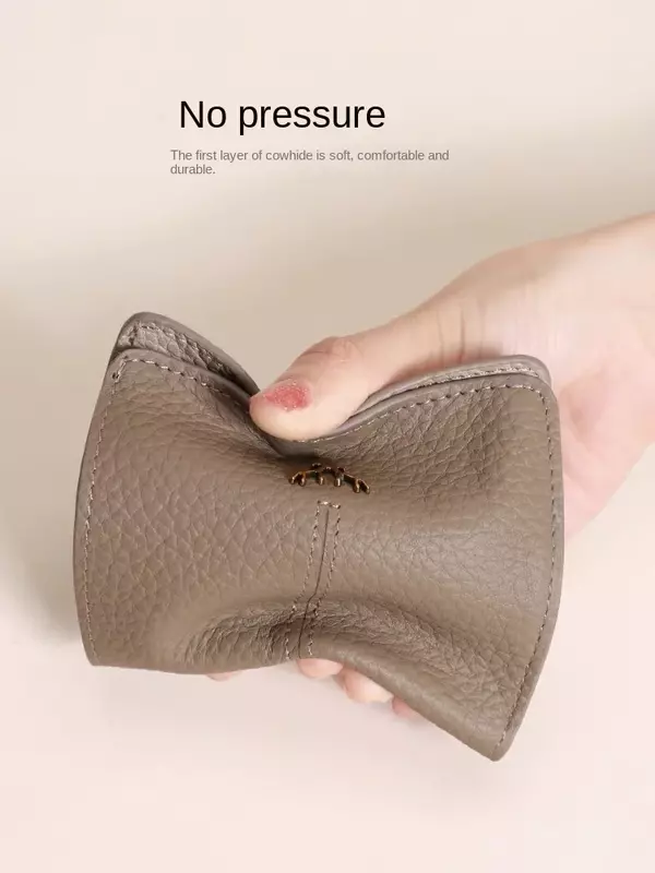 First Layer Cowhide Wallet 2023 New Short Ultra-Thin Coin Purse Lightweight Card Holder Female Small Wallet Soft Leather