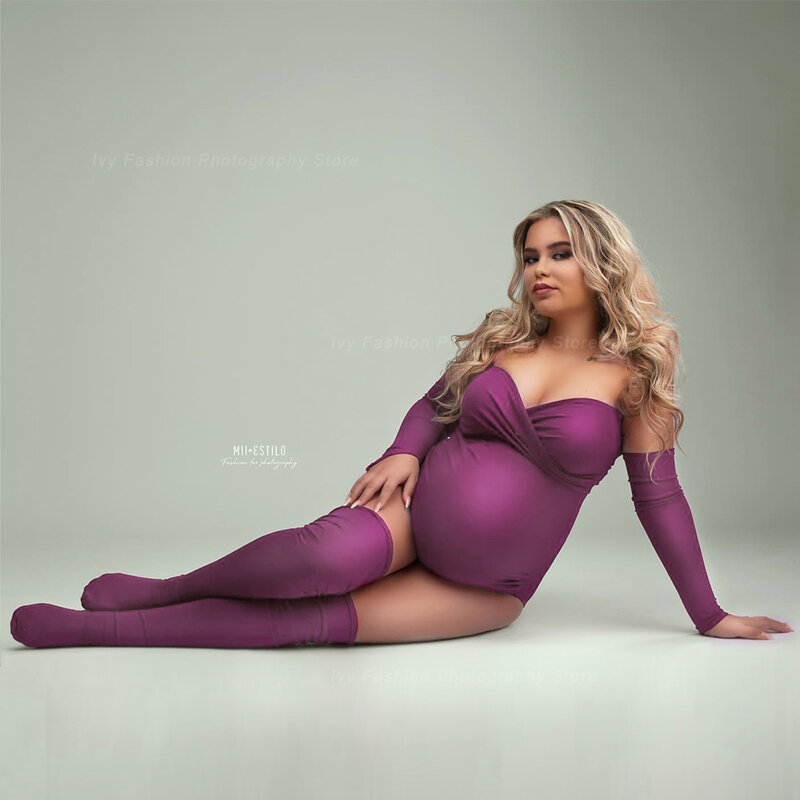 Fotografia ciążowa rekwizyty body bez ramiączek elastyczna tkanina duży rozmiar sesja zdjęciowa fotografia kombinezon dla kobiet w ciąży
