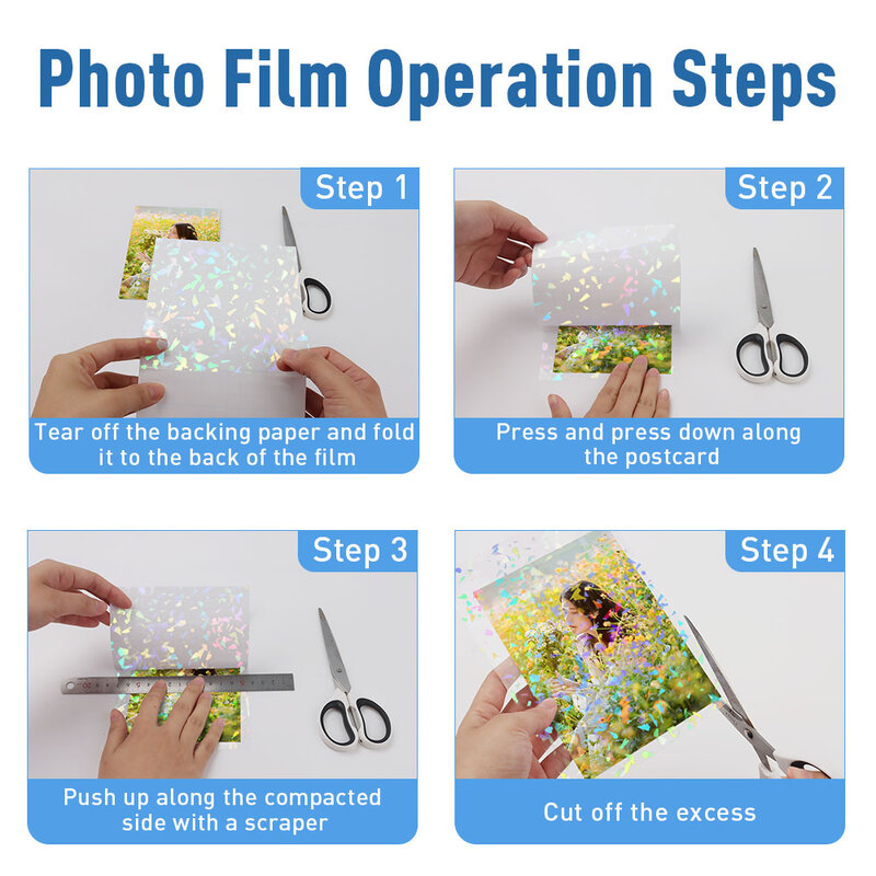 10 Sheets Broken Glass Cold Laminating Film A4 Hologram Star Dot Self-adhesive paper film DIY Package Card Photo Laminating Film