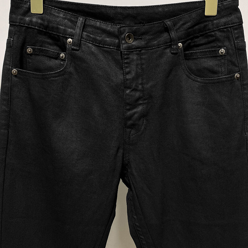 Pantalones de Rick para hombres y mujeres, pantalones de chándal de mezclilla con diseño de revestimiento de cera, ropa Techwear, High Street