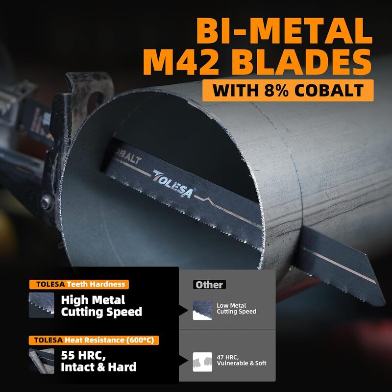TOLESA-Scie à métaux bi-métal avec asile alt, coupe fine, scie alternative, 150mm, 225mm, 18TPI, 10 pièces