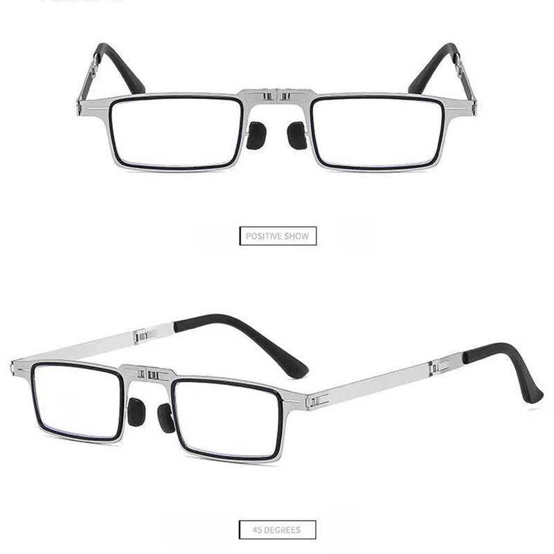 Gafas de lectura antiazules para hombre, lentes de Metal plegables para presbicia, marco de refrigeración con estuche + 1,0 + 2,0 + 3,0 + 4,0, 1 unidad