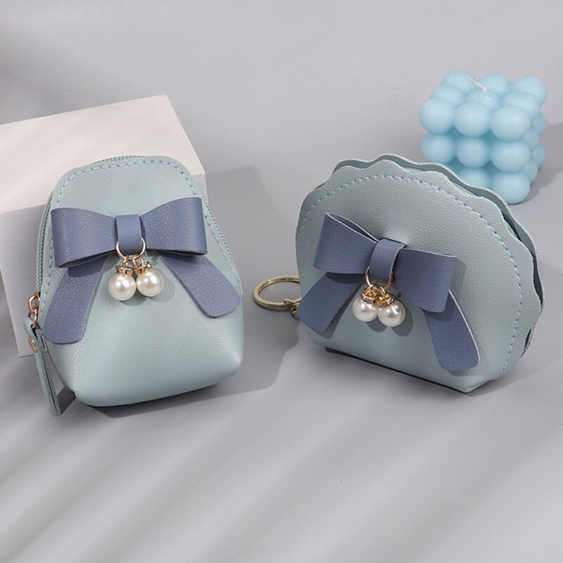 Zipper Mini Backpack New Kawaii Bow-knot Coin Purse PU Leather Cute Storage Bag Women