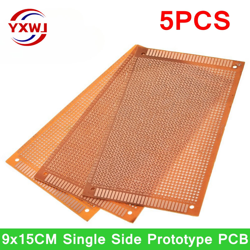 5pcs 9x15 9*15cm Single Side Prototype PCB Universal Board Experimental Bakelite Copper Plate Circuirt Board yellow