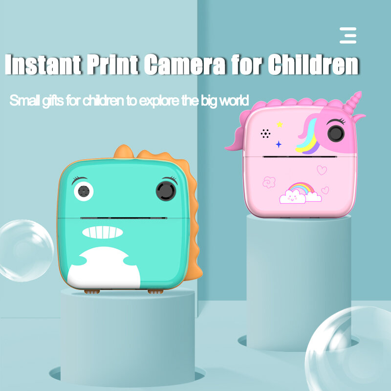 Câmera de impressão térmica para crianças, impressão instantânea, fotografia, foto, gravador de vídeo, educacional, brinquedos infantis, menina, menino, presente de aniversário