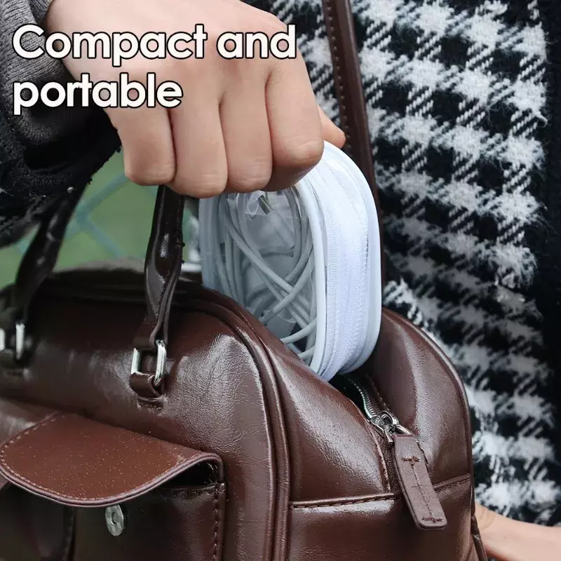 Tas kantong penyimpanan Earphone ringan, tas ritsleting transparan dengan kait, Organizer kabel Data Mini
