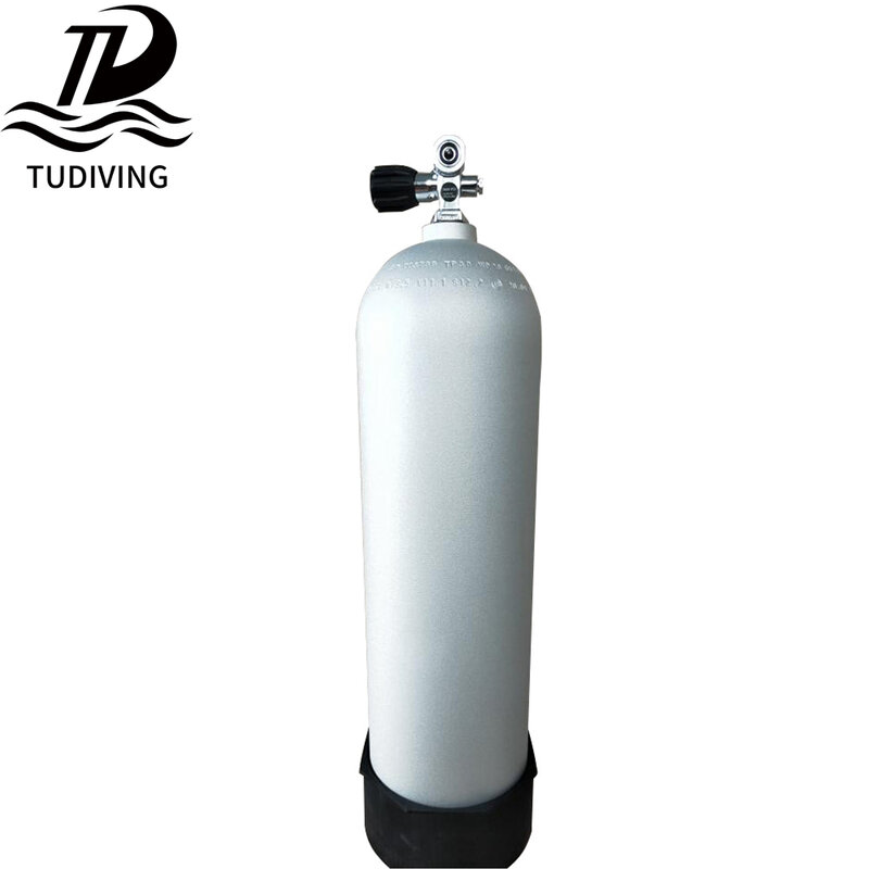 TUDIVING-3000Psi 알루미늄 실린더 에어탱크 다이빙 병, DIN 인터페이스 다이빙 병 밸브 고압 병, 200Bar 6L