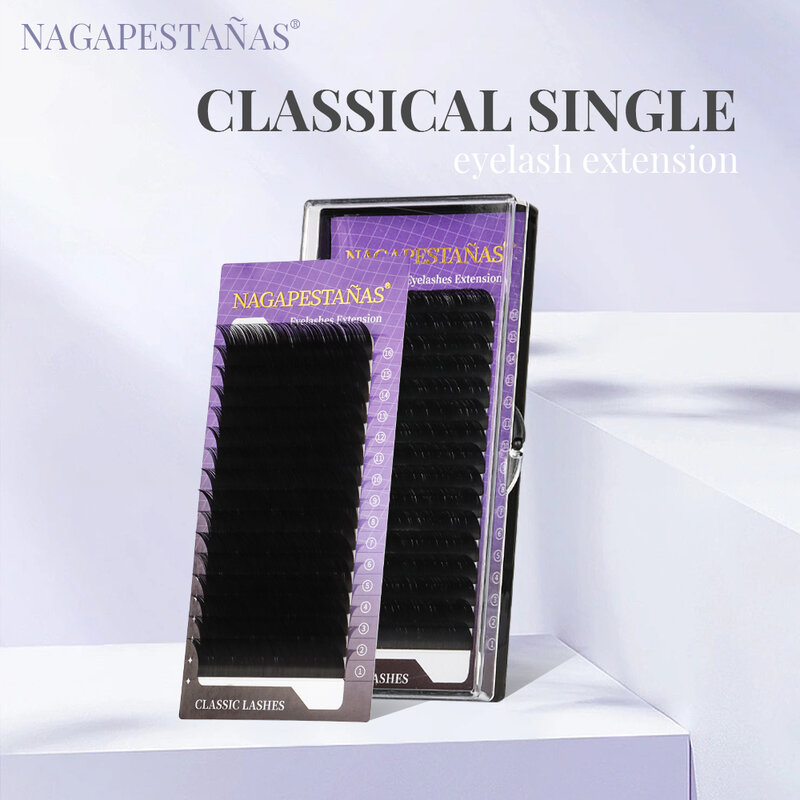 Naga Classic Single Wimpern verlängerung 16 Reihen mattschwarz weich natürlich nicht nagaraku besten Make-up Professional