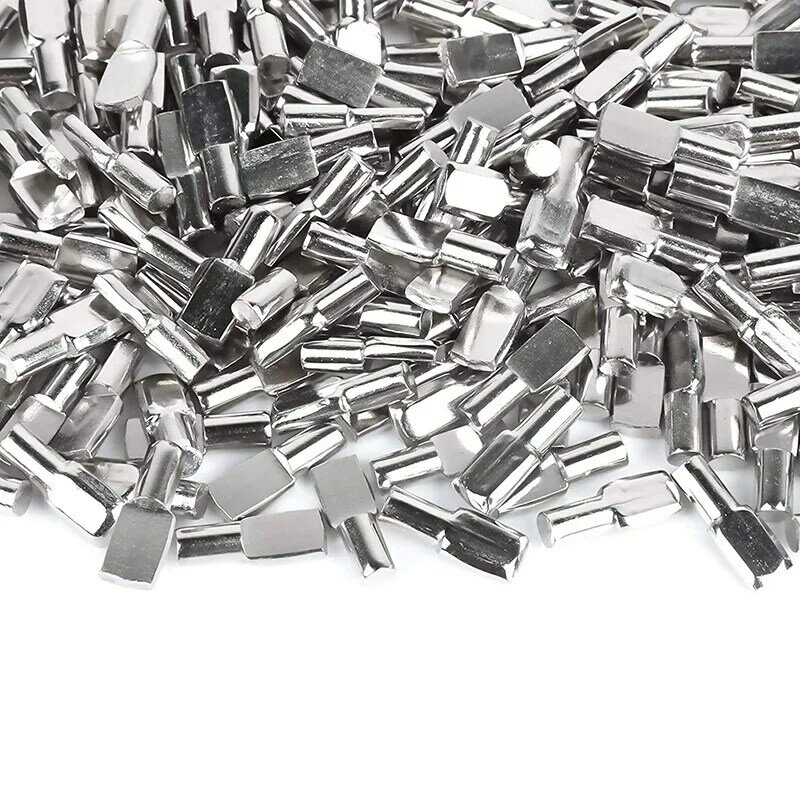 Alfileres de estante de níquel de Metal, soporte de clavijas de gabinete en forma de cuchara, 200 paquetes, 5Mm