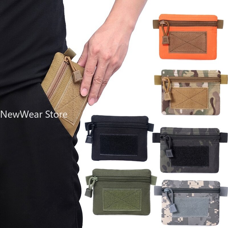 Tactical Molle EDC Pouch Wallet Mini Waist Pack Purses Portable Camping Hiking Hunting Bag Outdoor Zipper Card Key Holder Pocket