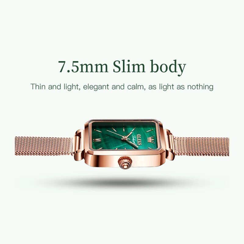 Jam tangan wanita, mewah minimalis persegi panjang jam tangan elegan Milan baja gelang Ultra tipis tahan air jam tangan kuarsa wanita
