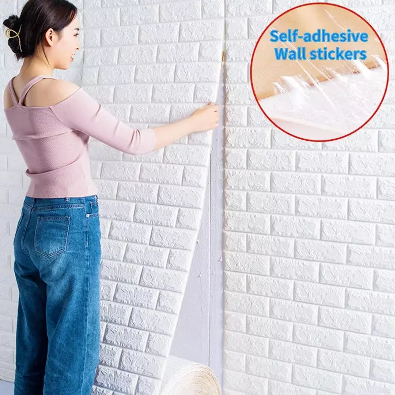 3/5/10Mx70cm Brick Foam Panels 3D Wall Stickers Self-adhesive DIY Embossed Stone Wallpaper Home Decor Living Room Kitchen Decor