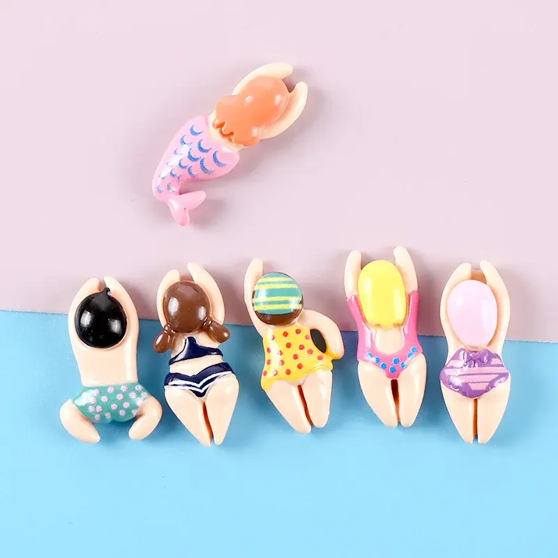 Cute 6pcs/Set Resin Cartoon Swimming Figurine Refrigerator Magnets Home Decor 2023 Cute Resin Accessories Gifts for Girls