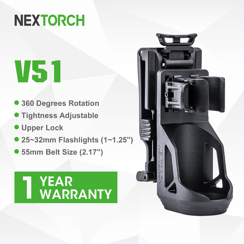 Nextorch-Coldre portátil lanterna tática, 360 graus rotativo, vários estilos e tamanhos, V51, V5, v55, v55l, v6, v61, v73