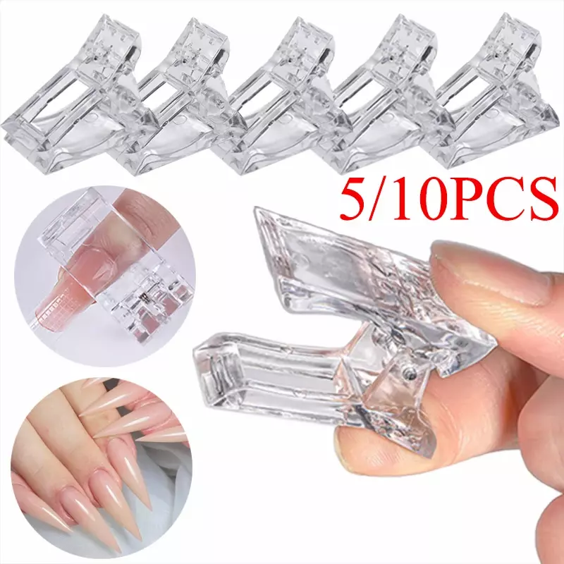 Clip per unghie in acrilico trasparente 5/10 pezzi Quickily Building Tips Clip Finger Nail Gel Polish Extension lampade UV Manicure Art Tools