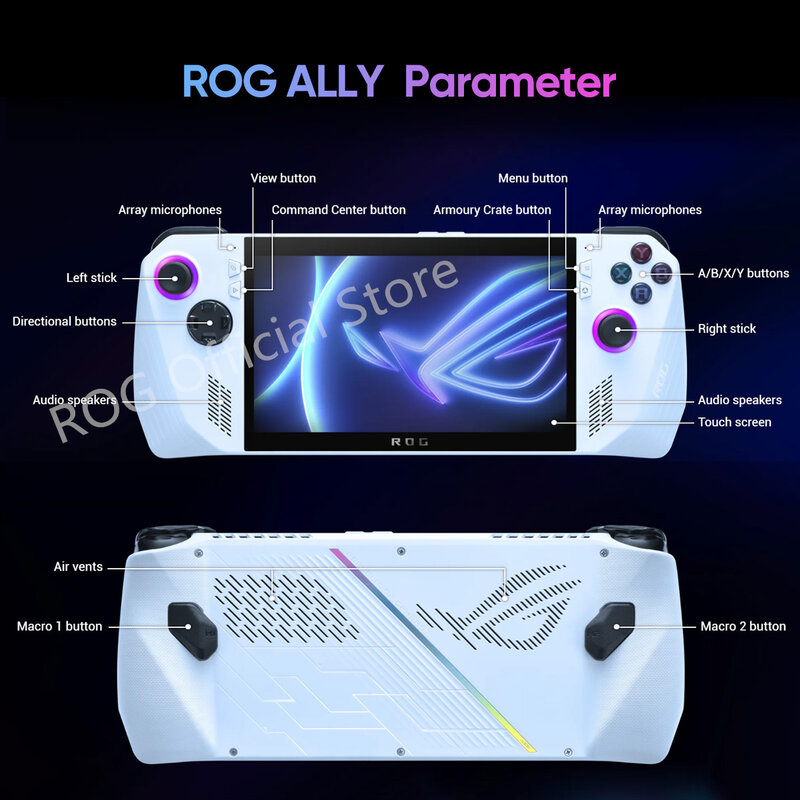 Asus-rog ally (2023) rc71l ryzen z1, console portátil de videogame, 7 polegadas, 120hz, ips, videogames retrô para windows 11