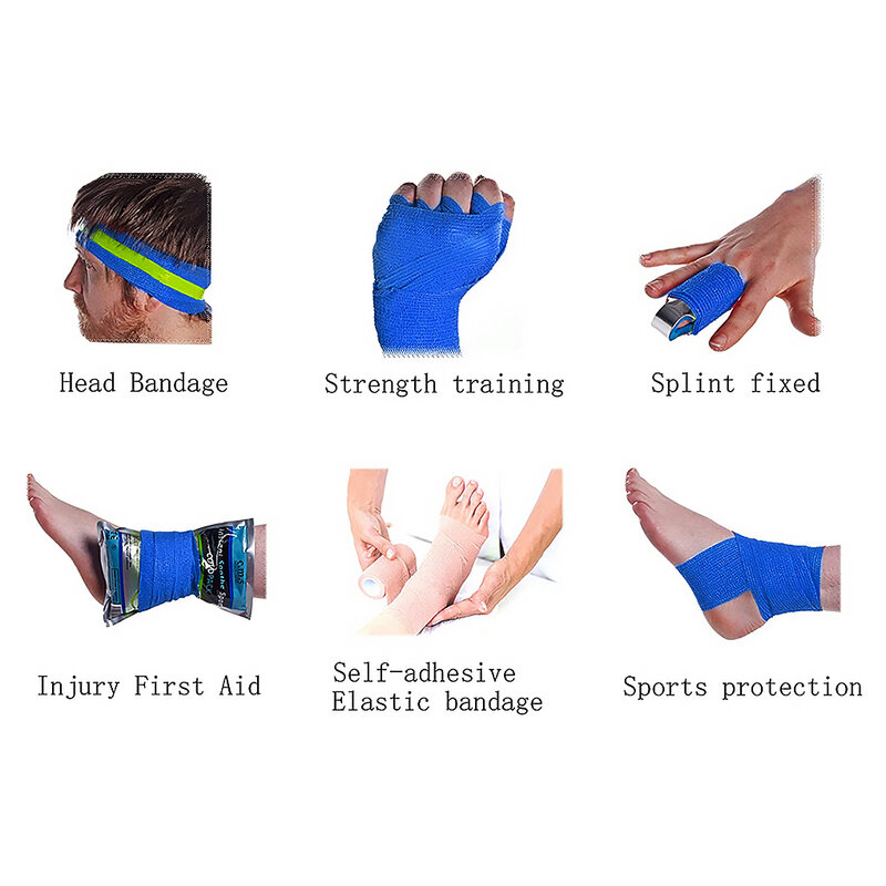 Self-Adherent Tape Pressure Wrap Bandage Rolls Athletic Strong Elastic First Aid Tape  Dark Blue