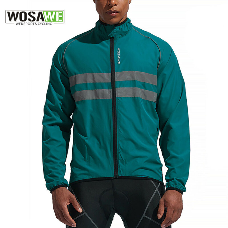 WOSAWE giacca da ciclismo uomo antivento impermeabile riflettente ultraleggero MTB Mountain Bike giacche a vento ciclismo giacca a vento