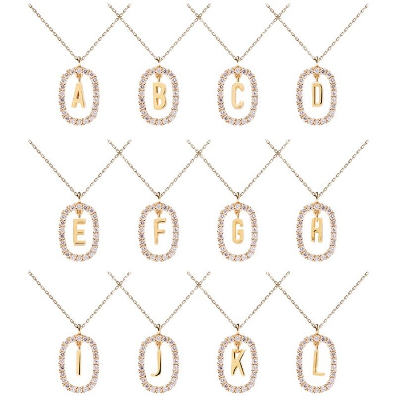 925 Sterling Silver Monogram Necklace para Mulheres, Pingente Inicial, Gargantilha, Joalheria Fina, Presente de Festa, Frete Grátis, Moda, Novo