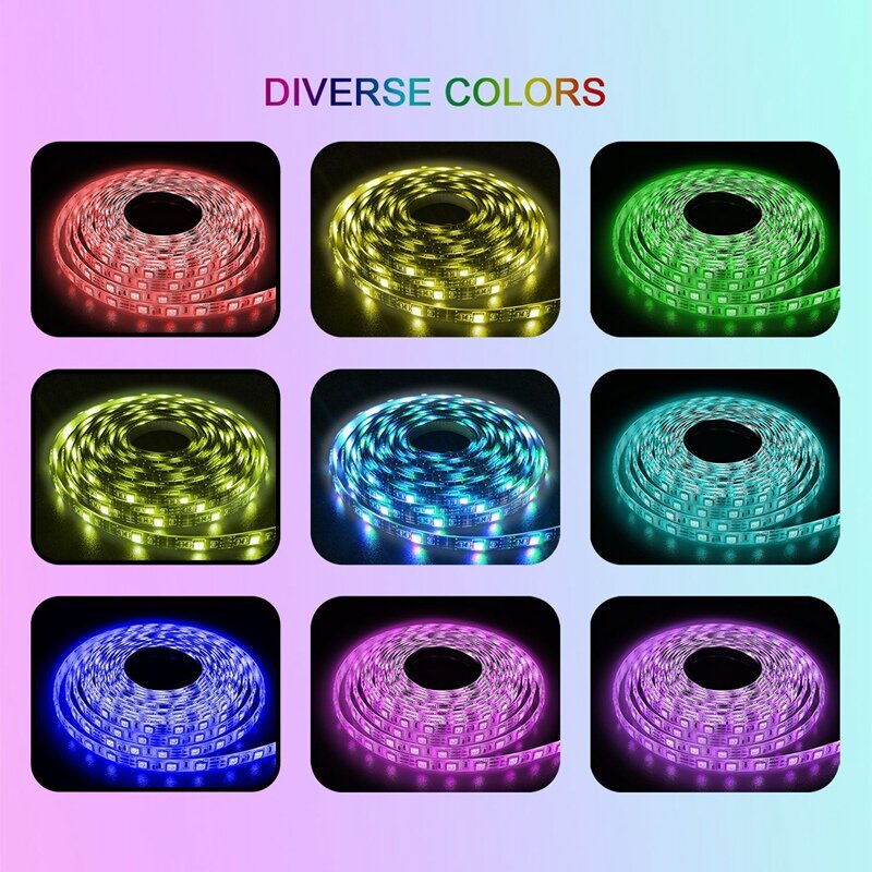 Luzes LED com Cor Mudando, Sincronização de Música, RGB, 44 Infravermelhos, Festa em Casa, 5 m