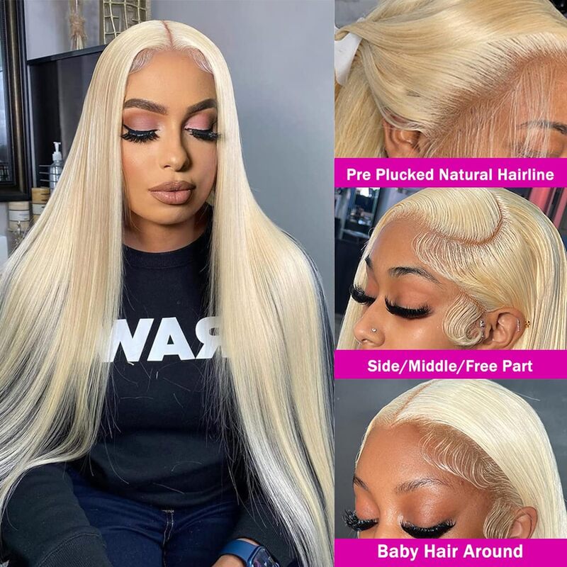 Honey Blonde Lace Front Perucas para Mulheres, HD Cabelo Humano Brasileiro Transparente, Lace Frontal Wig, Straight 613, 13x4, 30 ", 34", 38 ", 13x6