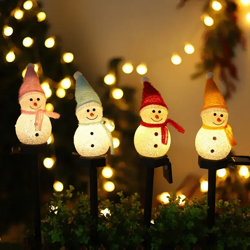 Рождественский светильник в виде снеговика, декоративные уличные водонепроницаемые светильники на солнечной батарее для двора, лужайки, снеговика