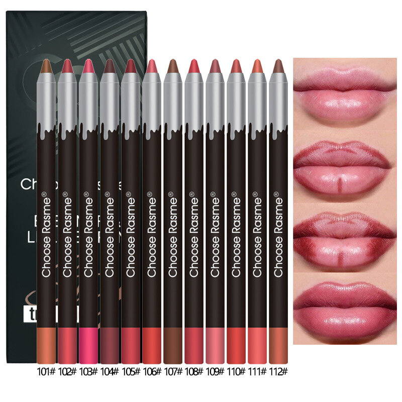 12 Color Matte Velvet Lipliner Set Lasting Makeup Lipgloss Eye Shadow Waterproof Smudgeproof Lip Pencil Korean Lip Cosmetics