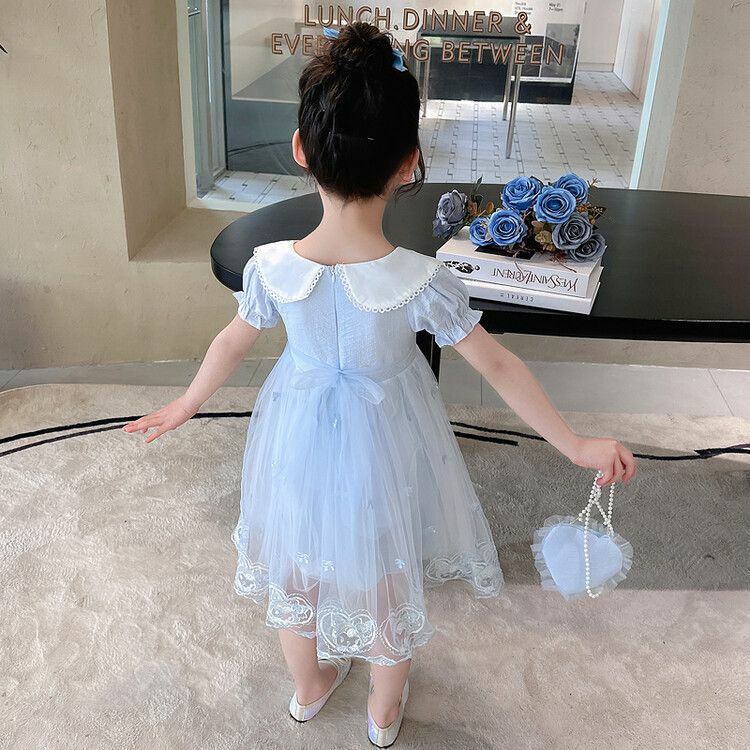 Anime Sanrios Kleid Kawaii Kuromi Mädchen Cartoon Kurzarm Gaze Kleid süße Prinzessin Kleid Sommer Geburtstags kleid Kinder Kleidung