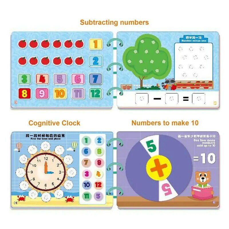 Montessori Sensory Book Quiet Activity Book Learning Animal Number Matching Puzzle 3-6 Years Old Sensory Learning Materials