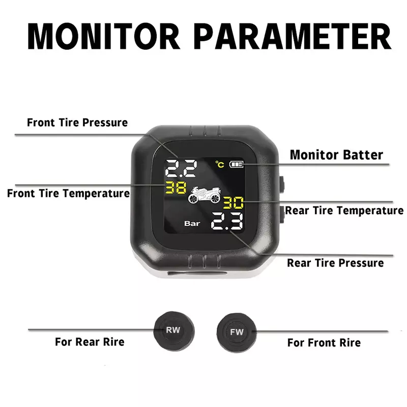 Monitor tekanan ban motor TPMS Universal, untuk BMW R1200GS R1250GS G650GS F850GS tampilan LCD nirkabel Shift untuk Status