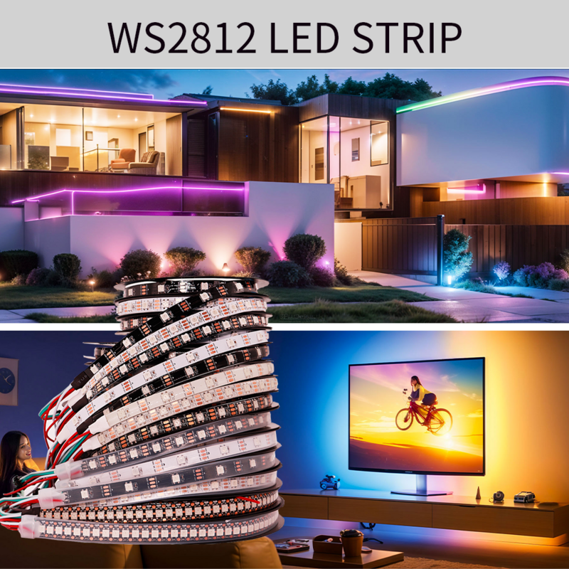 WS2812B Smart Rgb Led Strip WS2812 Individueel Adresseerbare Led Licht 30/60/144Leds Zwart/Wit Pcb waterdichte IP30/65/67 DC5V