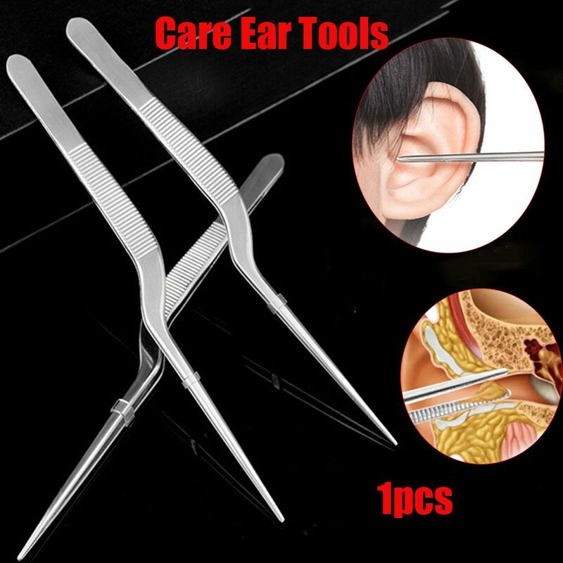 Aço inoxidável Oral Cleaning Clip, Silver Multi-função Tweezer, Ear Care Tools, Ear Wax Removal, Nail Clip