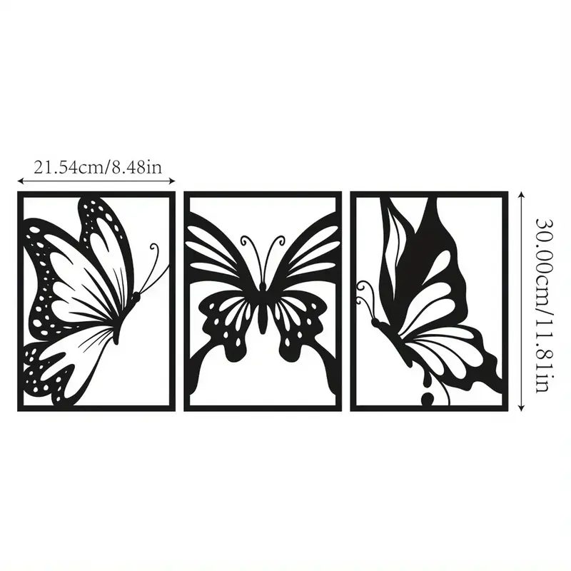 3pcs Butterfly Metal Wall Decor Butterfly Metal Wall Art Hanging Wall Decor For Modern Farmhouse Rustic Living Room Home Decor