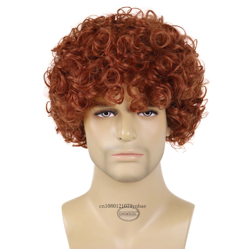 Red Afro Curly Wigs Short Synthetic Hair Short Wig for Men Male Boys Halloween Party Cosplay Ice Spice Costume Heat Resistant