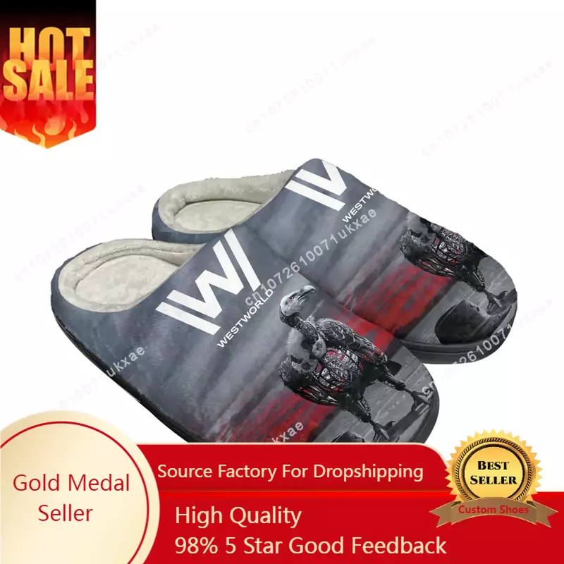 Westworld-Zapatillas de algodón para el hogar para hombre y mujer, zapatos de felpa informales para mantener el calor, zapatillas térmicas para interiores, calzado personalizado DIY