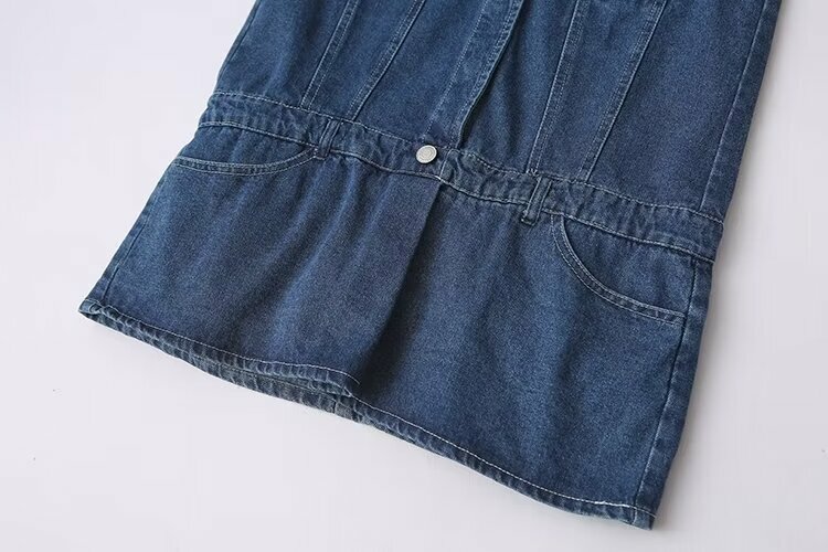 Женский джинсовый комбинезон без рукавов, повседневный Свободный комбинезон с V-образным вырезом в стиле ретро, 2024