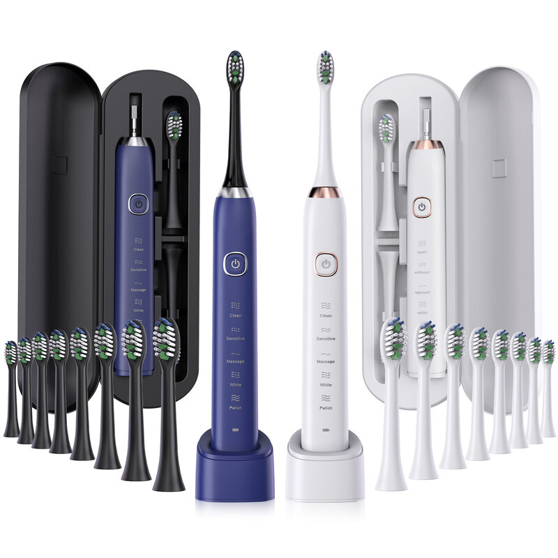 Inteligente Sonic Escova De Dentes Elétrica, Ultra-som IPX7, Escova De Dentes Recarregável, 5 Modos, Tempo Whitener, Teethbrush, S100
