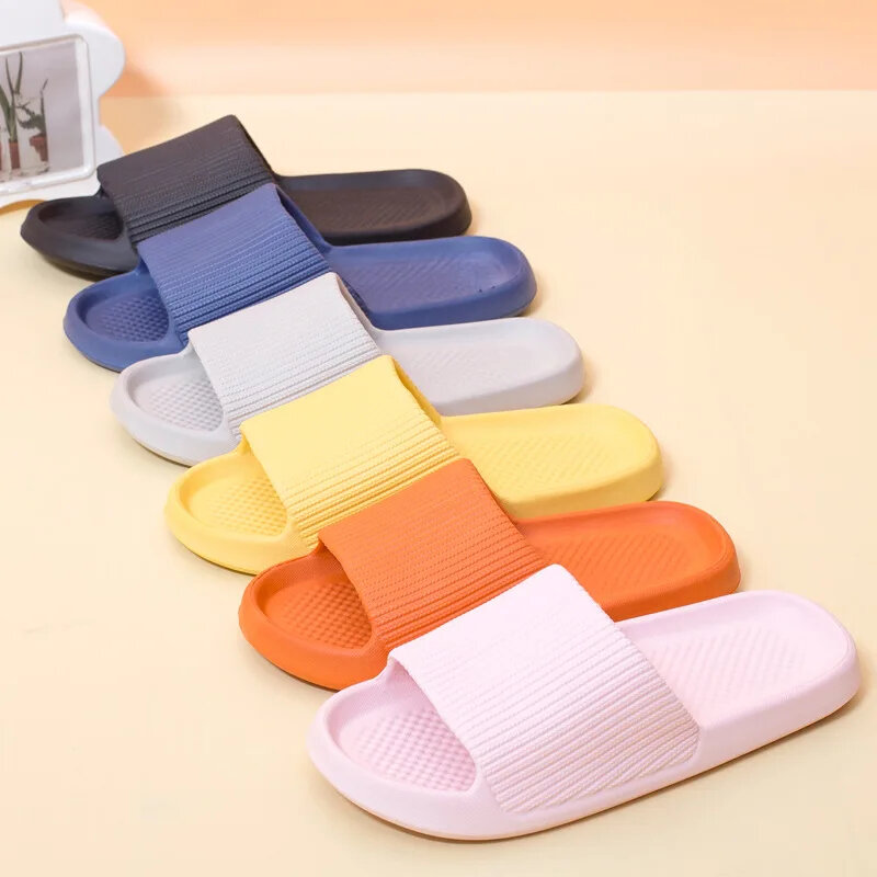 Fashion Men's Women's Slippers EVA Soft Sole Casual Home Light Comfortable Sandals Bathroom Anti-Slip Slippers Beach Flip-Flops